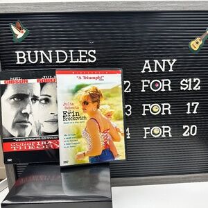Erin Brockovich/Conspiracy Theory Julia Roberts 2 movie lot (Bundle Eligible)